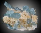 Blue Barite Crystals on Calcite - Stoneham, Colorado #34072-1